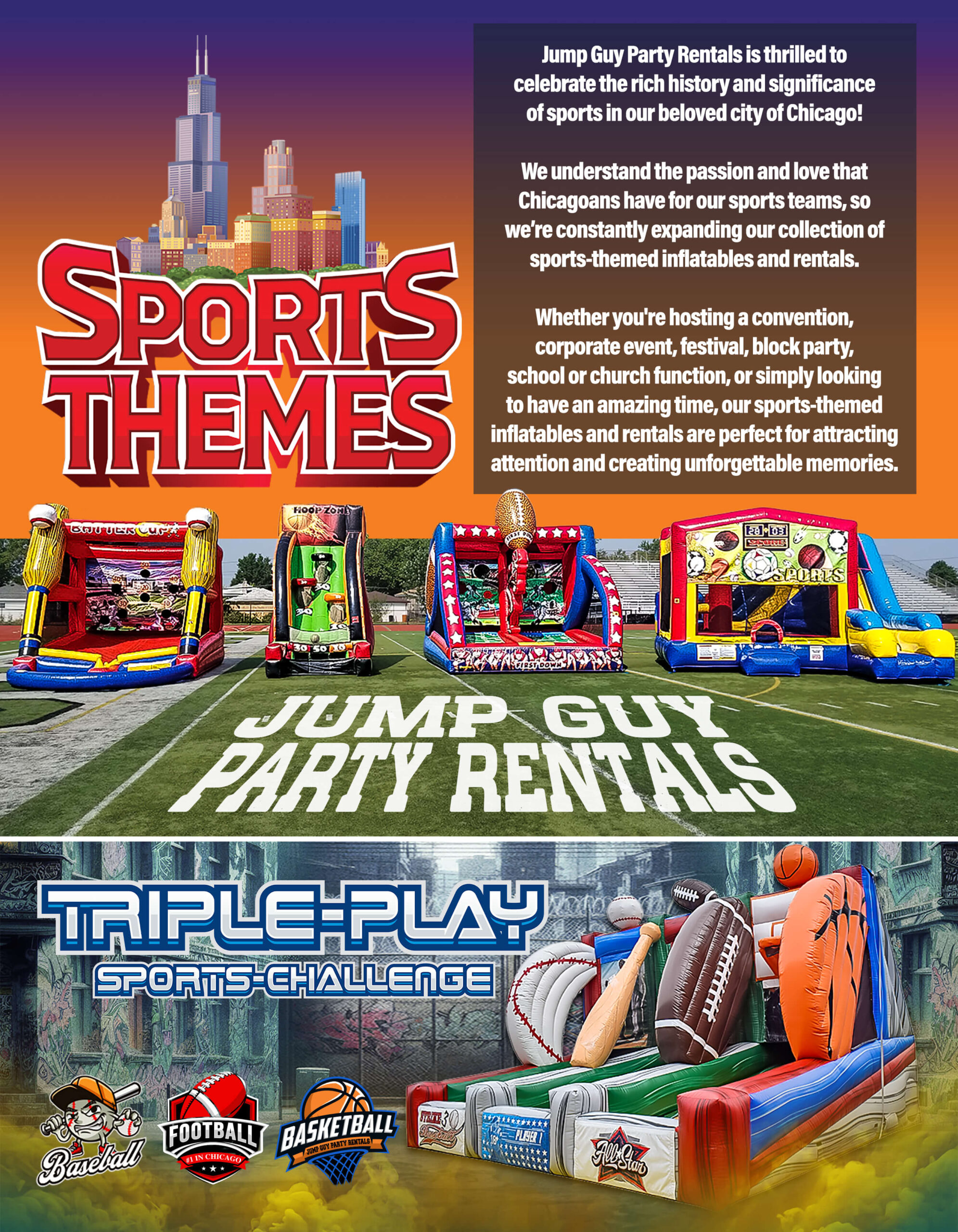 48 Sports Themes rental for Glenview IL events in ZIP codes 60025 and 60026